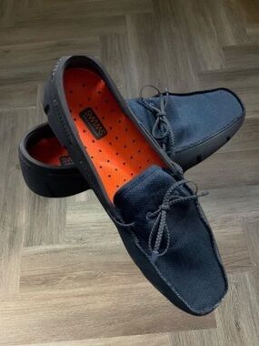 SWIMS Braided Lace Loafer Water Boat Shoes Mens 11 Navy Blue Preppy 21215-002